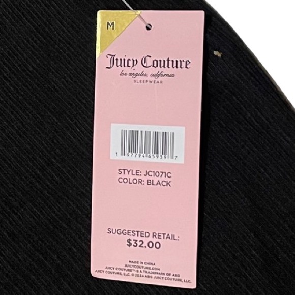 NEW Juicy Couture Black Ribbed Rhinestone Nightgown - Picture 7 of 9